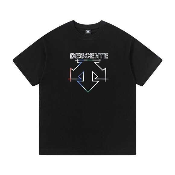 Descente Black Short-Sleeved T-Shirt With Colorful Logo Print